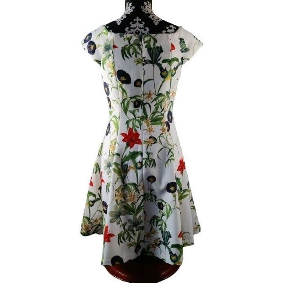 Forever21 Floral‎ Cap Sleeve Fit & Flare Dress White Green Womens Size Small - Picture 3 of 12